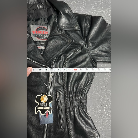 Viking Cycle Women’s Black Leather Motorcycle Jacket NWT Size Medium - Picture 10 of 14